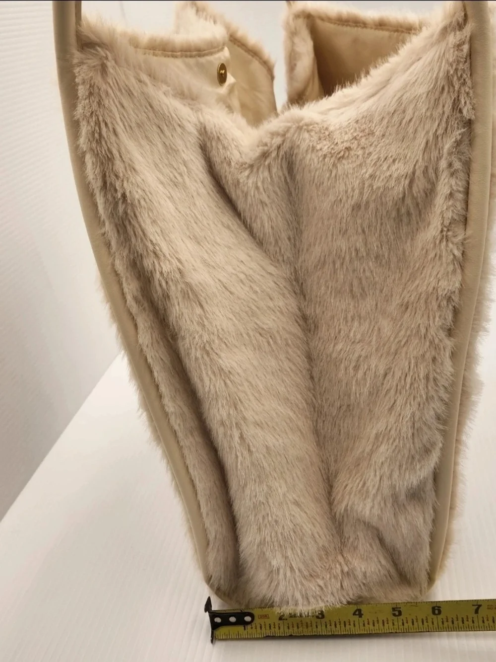 Victoria's Secret Cream Faux-Fur Tote with Gold Accent